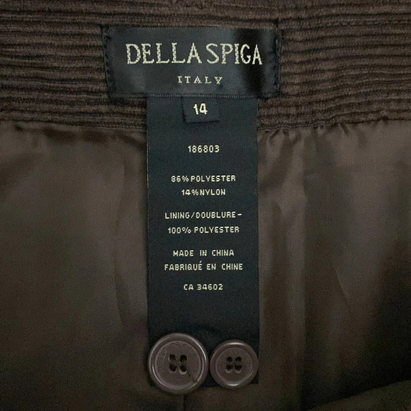 NWT, DELLA SPIGA, ITALY, Brown Corduroy Midi Skirt, Size 14 - Picture 7 of 9